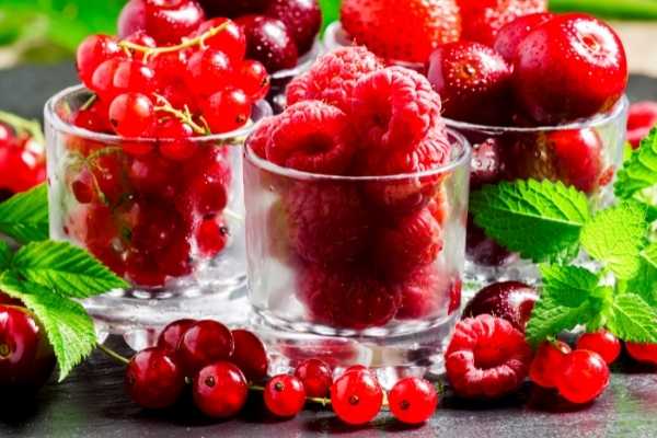 Himbeeren-Erdbeeren-Johannisbeeren-Minze Saft